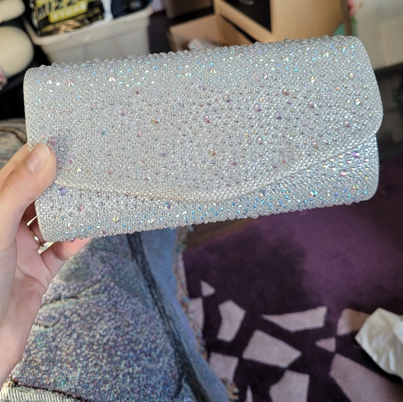 Sparkly Rhinestone Silver Clutch - Picture 2 of 10
